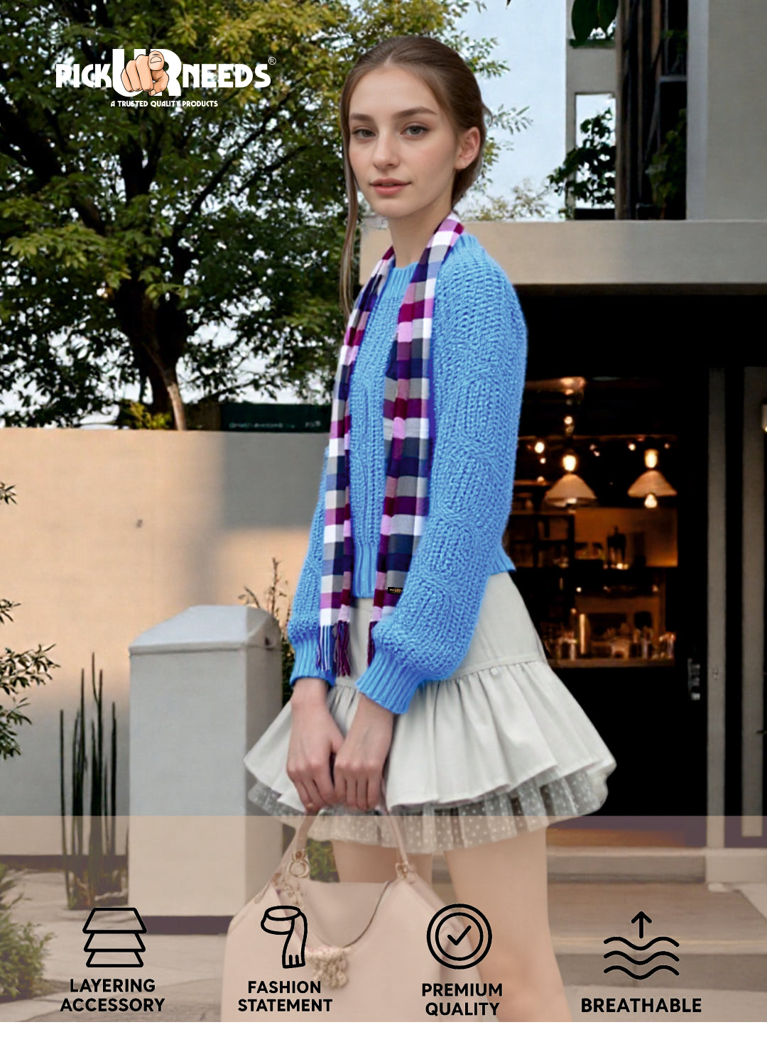 Pick Ur Needs Pure Cashmere Womens Winter Stylish Muffler Warm, Soft and Trendy Scarves for Cold W